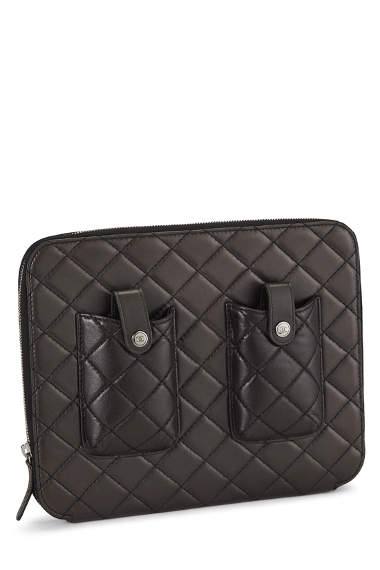 Pre-Owned Black Lambskin iPad Case Q6A0GG1IKB001