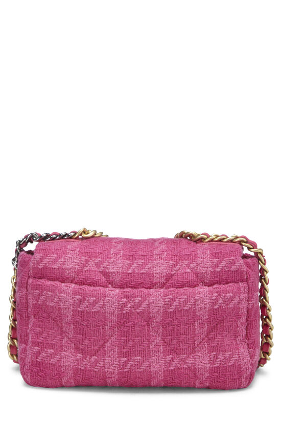 Pink Quilted Tweed 19 Flap Bag Medium, , large image number 6