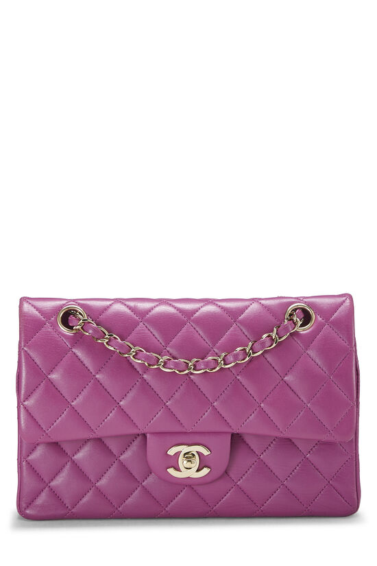 Purple Quilted Lambskin Classic Double Flap Small, , large image number 0
