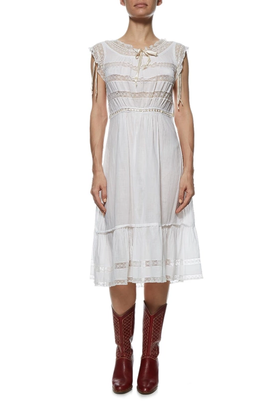 White Cotton Victorian Dress, , large image number 0