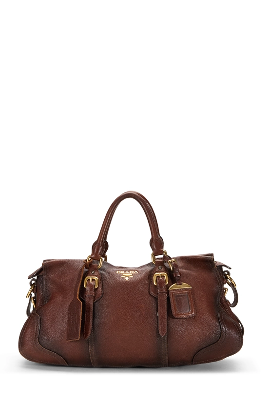 Brown Deerskin Leather Buckle Handbag, , large image number 0