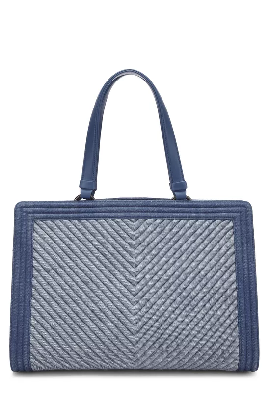 Blue Denim Chevron Boy Shopping Tote Large, , large image number 3