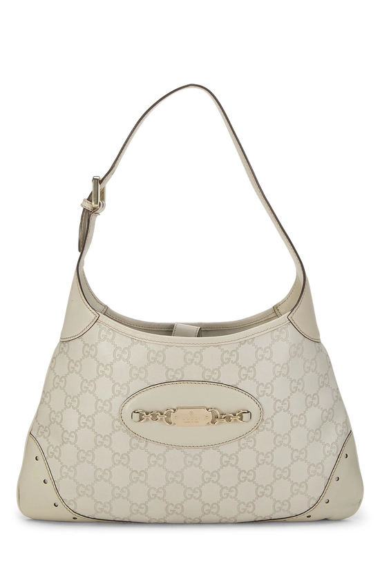 White Guccissima Leather Punch Hobo, , large image number 0