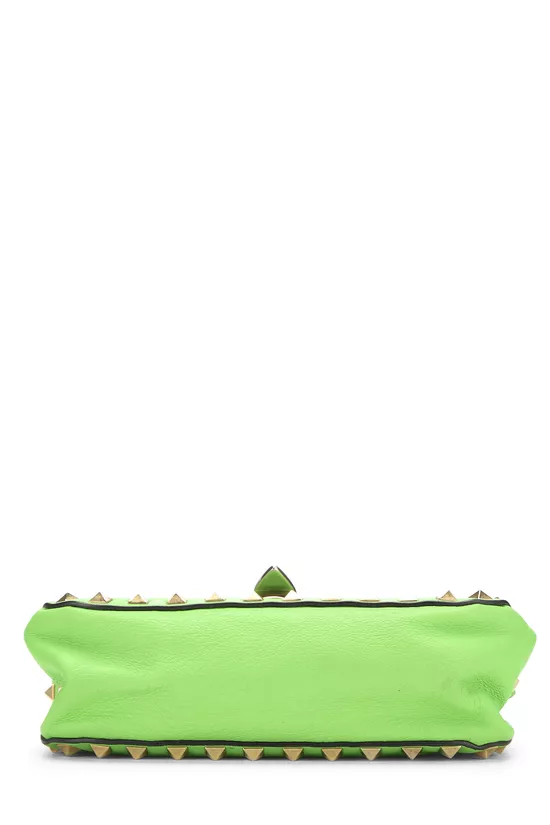 Green Leather Rockstud Flap Crossbody Bag, , large image number 4