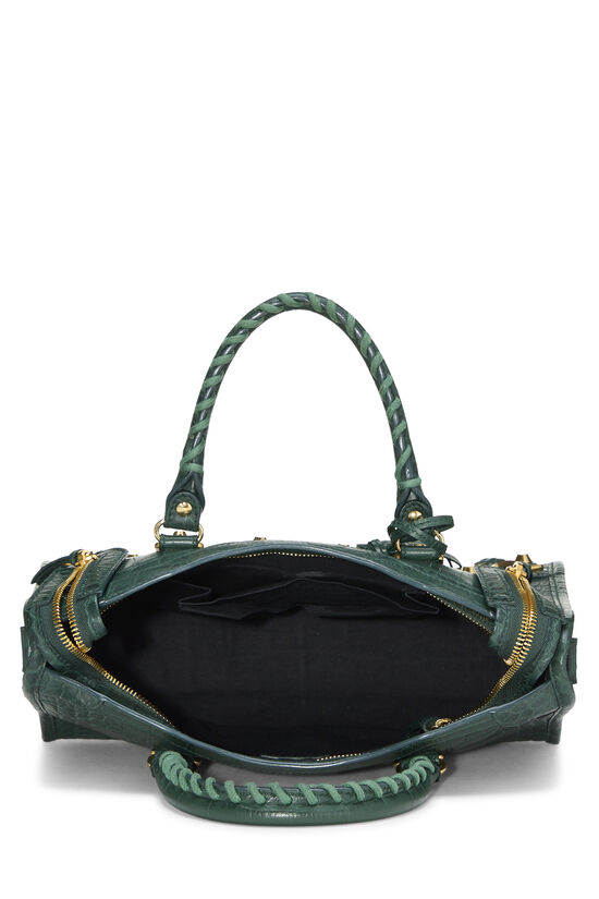 Green Embossed Metallic Edge Classic City Bag Small, , large image number 5