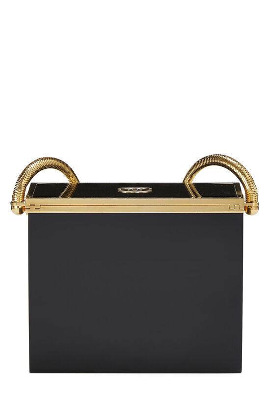 Black & Gold Lucite Minaudière Box Bag Mini, , large image number 4