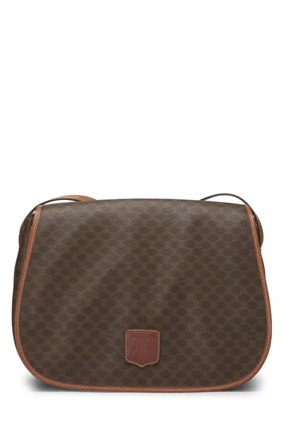 Brown Coated Canvas Macadam Messenger Bag