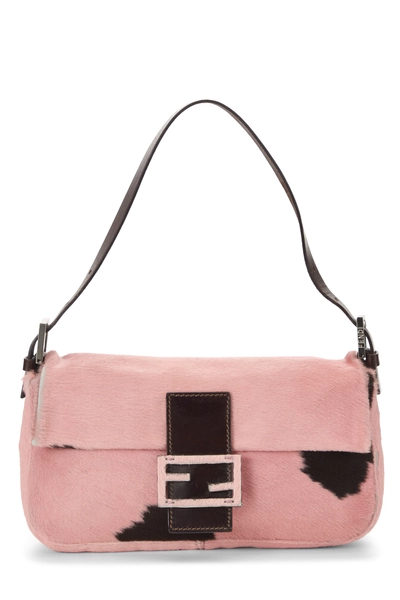 Fendi Pink & Brown Pony Hair Baguette
