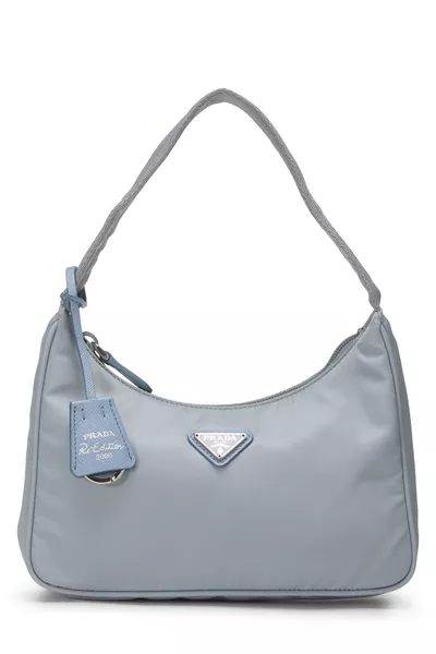 Blue Tessuto Nylon Re-Edition 2000 Hobo Mini