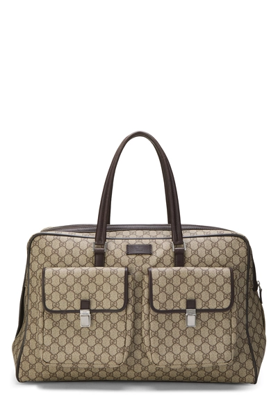 Gucci Brown GG Supreme Canvas Travel Bag