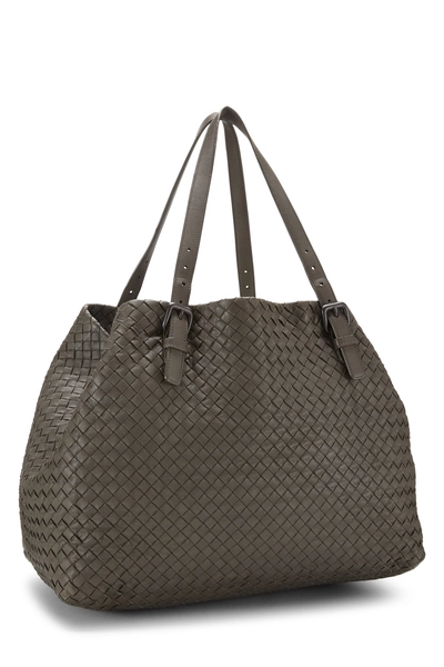 Grey Intrecciato Cesta Tote Large, , large
