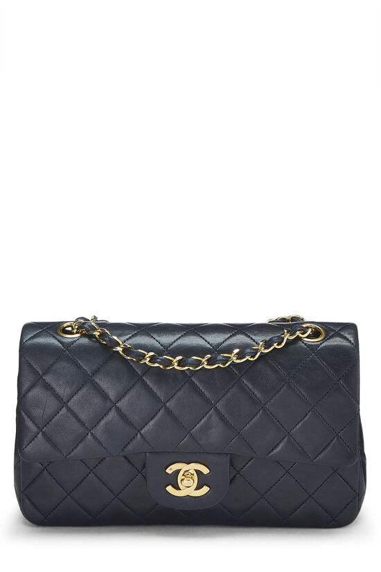 Navy Quilted Lambskin Classic Double Flap Small, , large image number 0