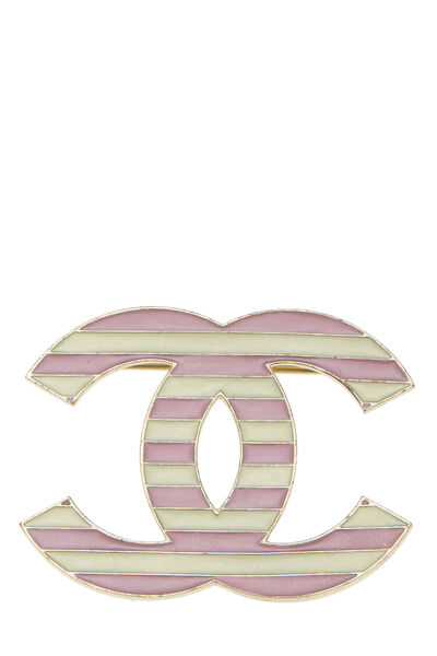 Pink & White Enamel 'CC' Pin 