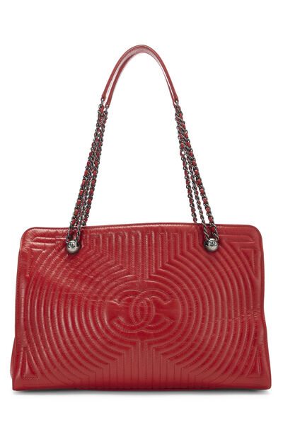 Red Quilted Calfskin Korean Garden Tote Large