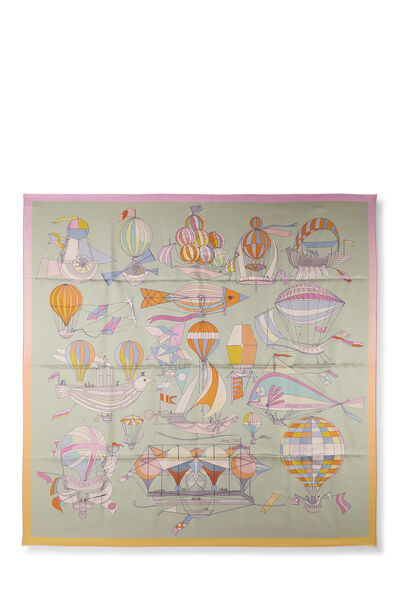 Multicolor 'Les Folies du Ciel' Silk Scarf 90