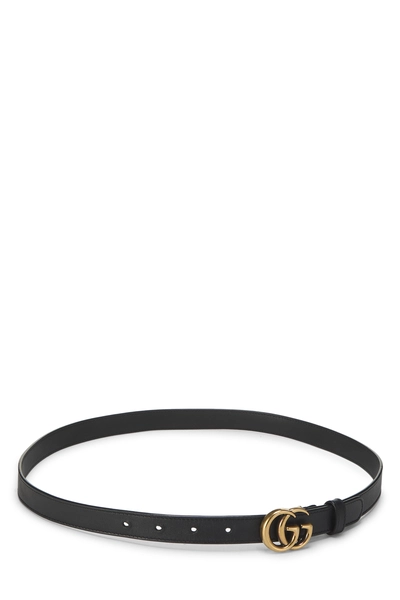 Black Leather GG Marmont Belt 85, , large