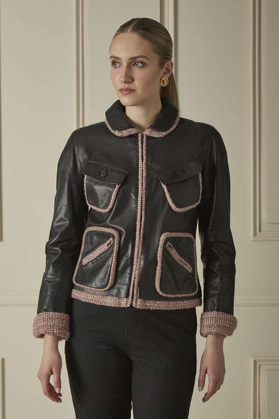 chanel leather jacket large