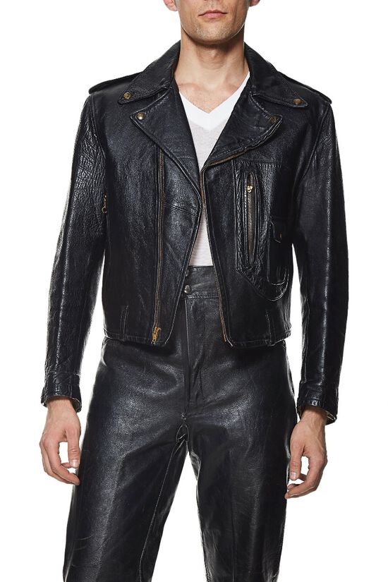 Black Horsehide Leather Hercules Moto Jacket, , large image number 0