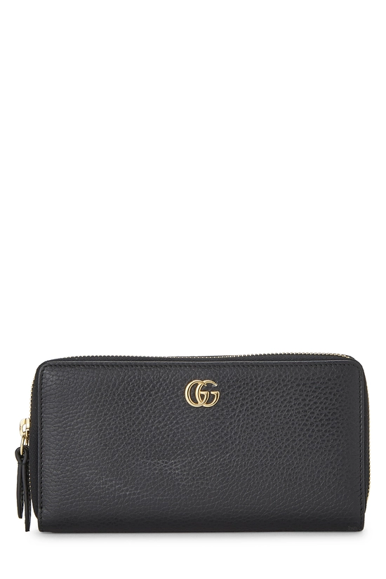 Black Leather GG Zip Around Wallet, , large image number 0