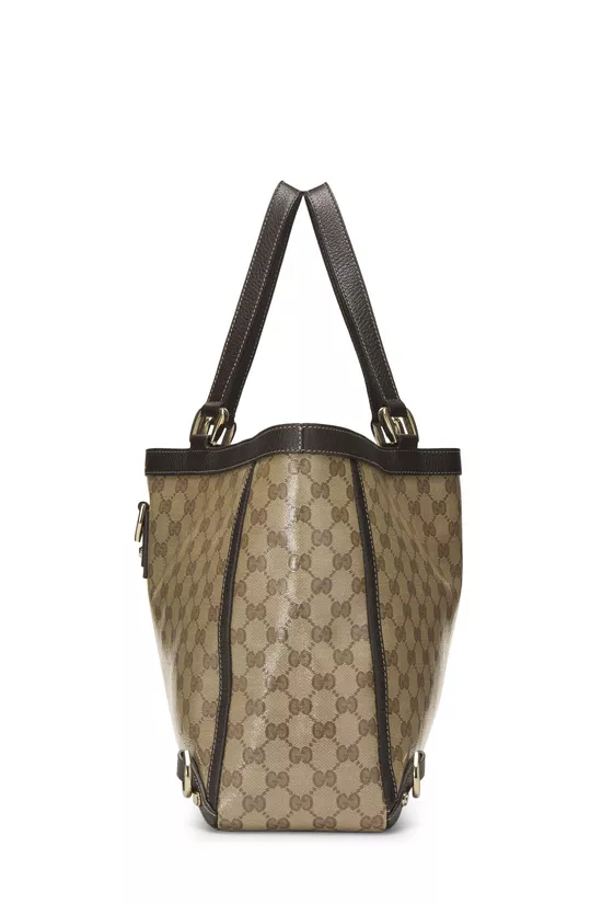 Brown Crystal Canvas D-Ring Abbey Tote, , large image number 2