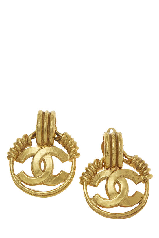 Gold 'CC' Spring Earrings, , large image number 1