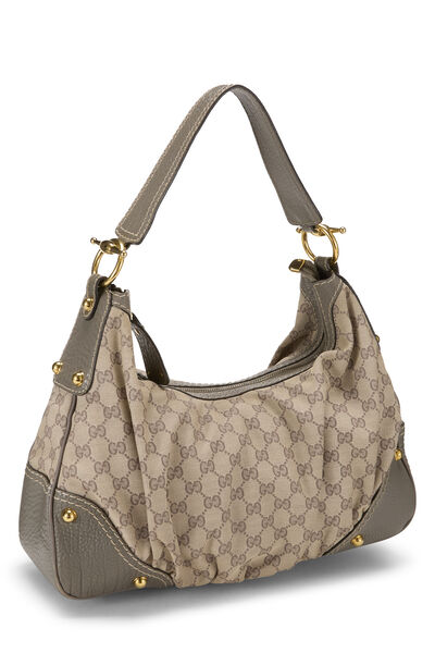 Grey Original GG Canvas Jockey Hobo Large, , large