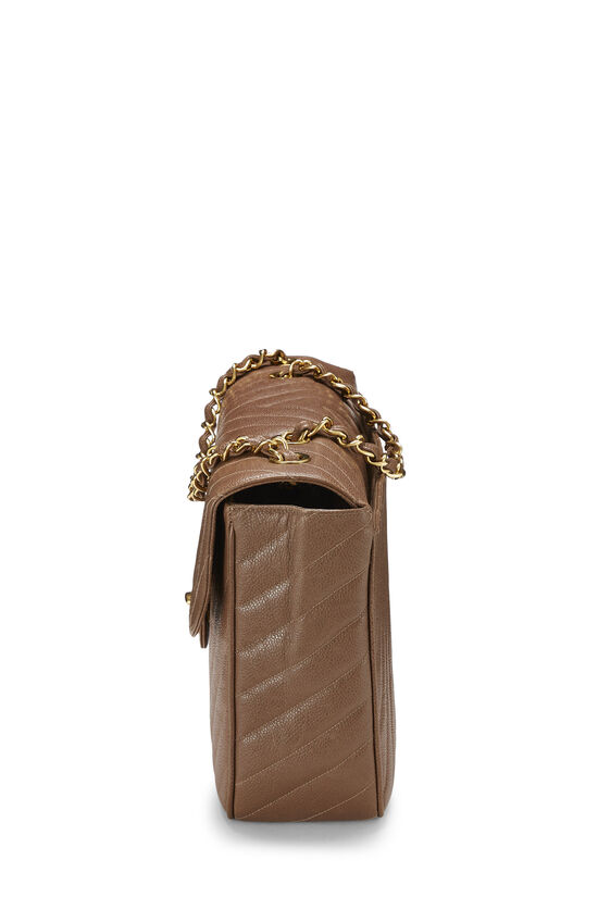 Chanel Vintage 90s Large Jumbo Classic Flap Chain CC Brown Gold Shoulder Bag