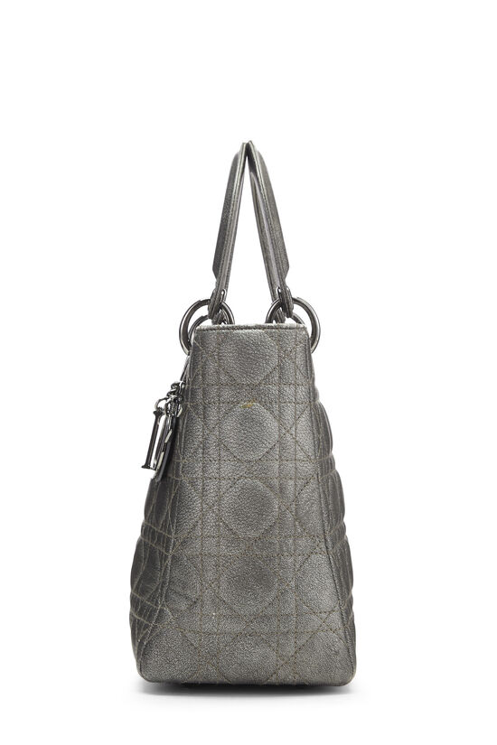 Metallic Grey Cannage Quilted Lambskin Lady Dior Medium, , large image number 3