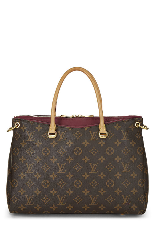 Louis Vuitton Pallas MM Monogram Aurore Leather Tote Shoulder Bag Handbag  Purse