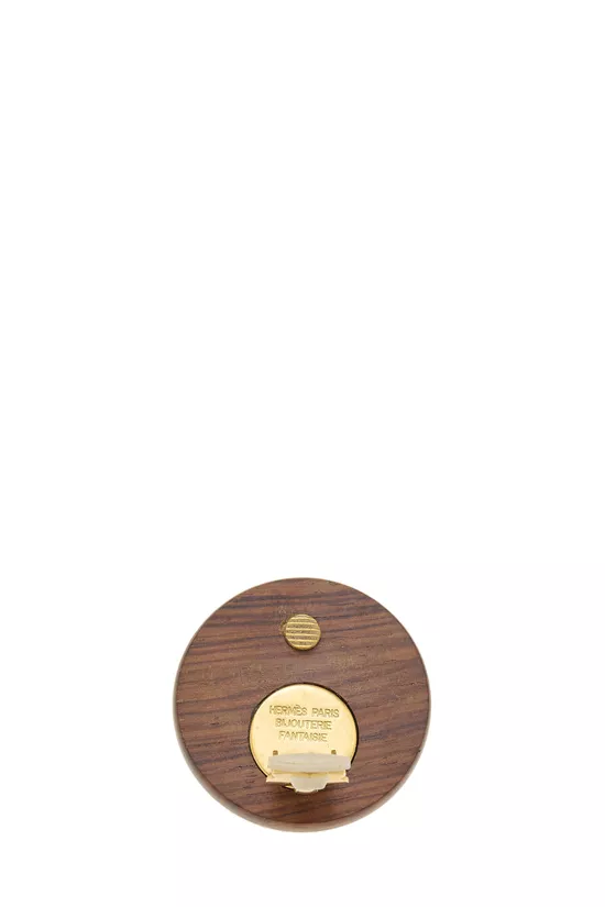 Gold Plated Wood Clou de Selle Earrings, , large image number 2