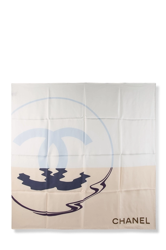 Pink & Cream 'CC' Silk Scarf, , large image number 0