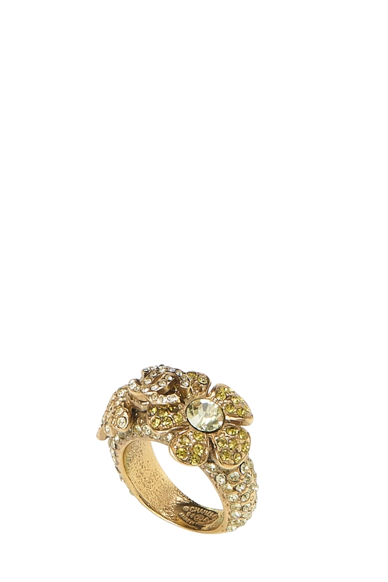 Gold Crystal 'CC' Ring, , large image number 0