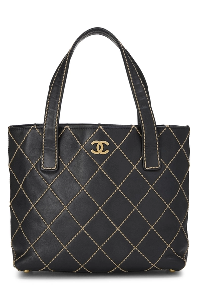 Black Calfskin Wild Stitch Tote