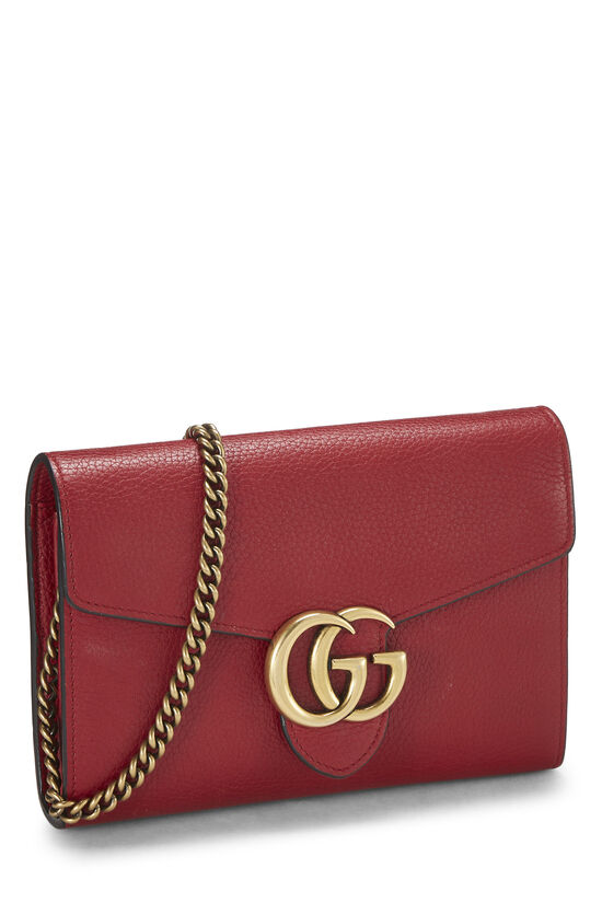 Red Leather GG Marmont Wallet on Chain Mini, , large image number 1