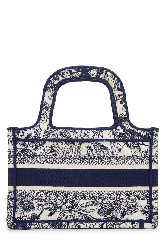 Navy Canvas Embroidered Toile De Jouy Book Tote Mini, , large image number 3