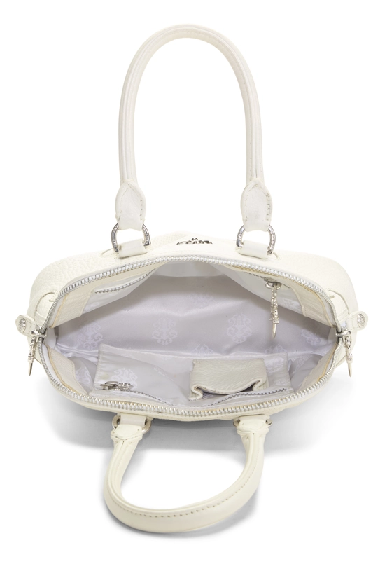 White Leather Cross Top Handle Bag, , large image number 5
