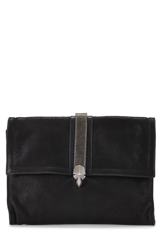 Black Leather Clutch, , large image number 0