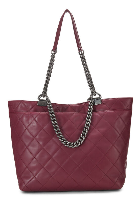 Burgundy Calfskin Shopping In Chains Tote, , large image number 3
