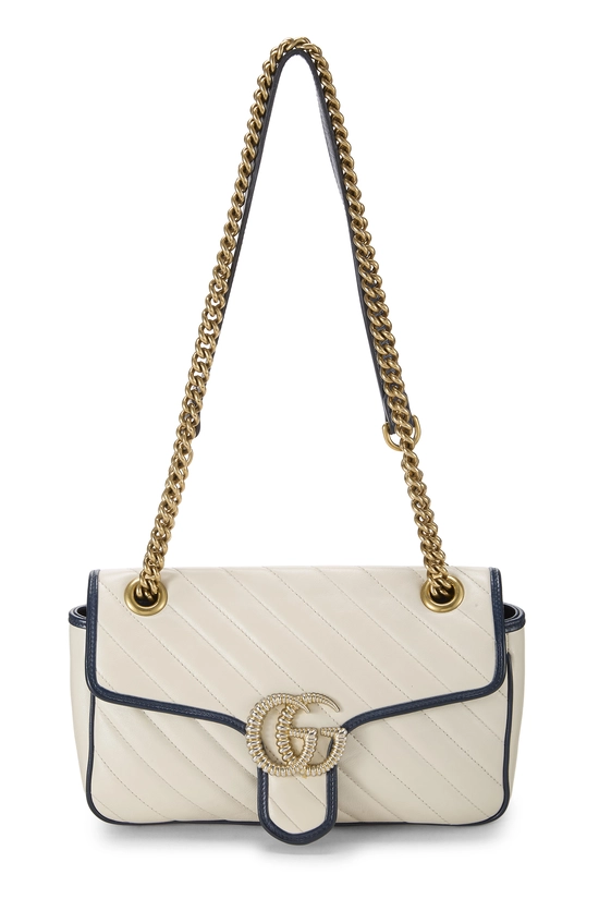 White Leather Torchon GG Marmont Shoulder Bag Small, , large image number 0