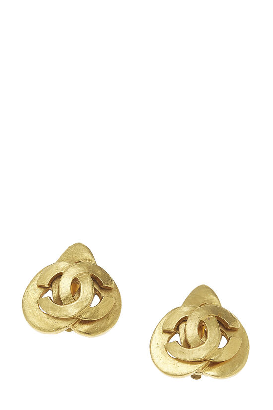 Gold 'CC' Heart Earrings, , large image number 0