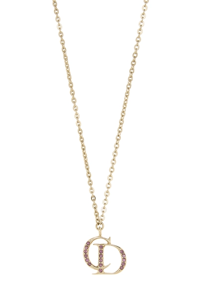 Gold Crystal 'CD' Necklace, , large