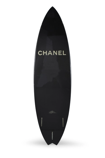 Black Carbon Fiber Logo Surfboard, , large