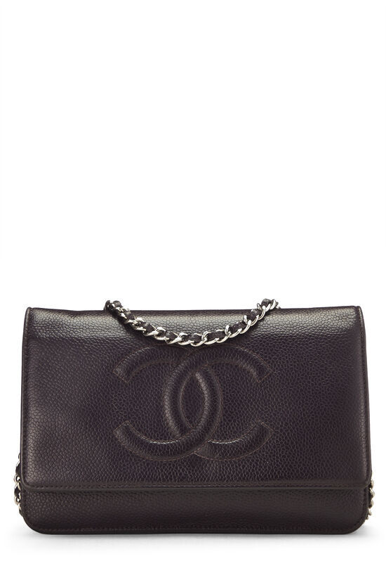 CHANEL Lambskin Quilted Chanel 19 Wallet On Chain WOC Light Purple