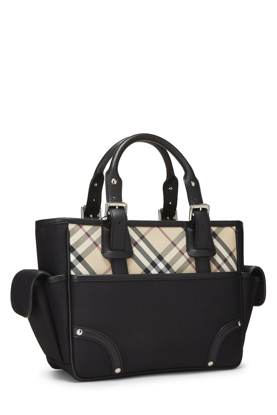 Black Nylon & House Check Jacquard Handbag, , large image number 1
