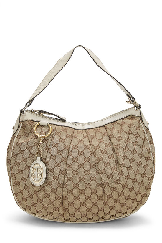 Authentic Gucci GG Monogram Canvas & Leather Horsebit Hobo Shoulder Bag  Classic