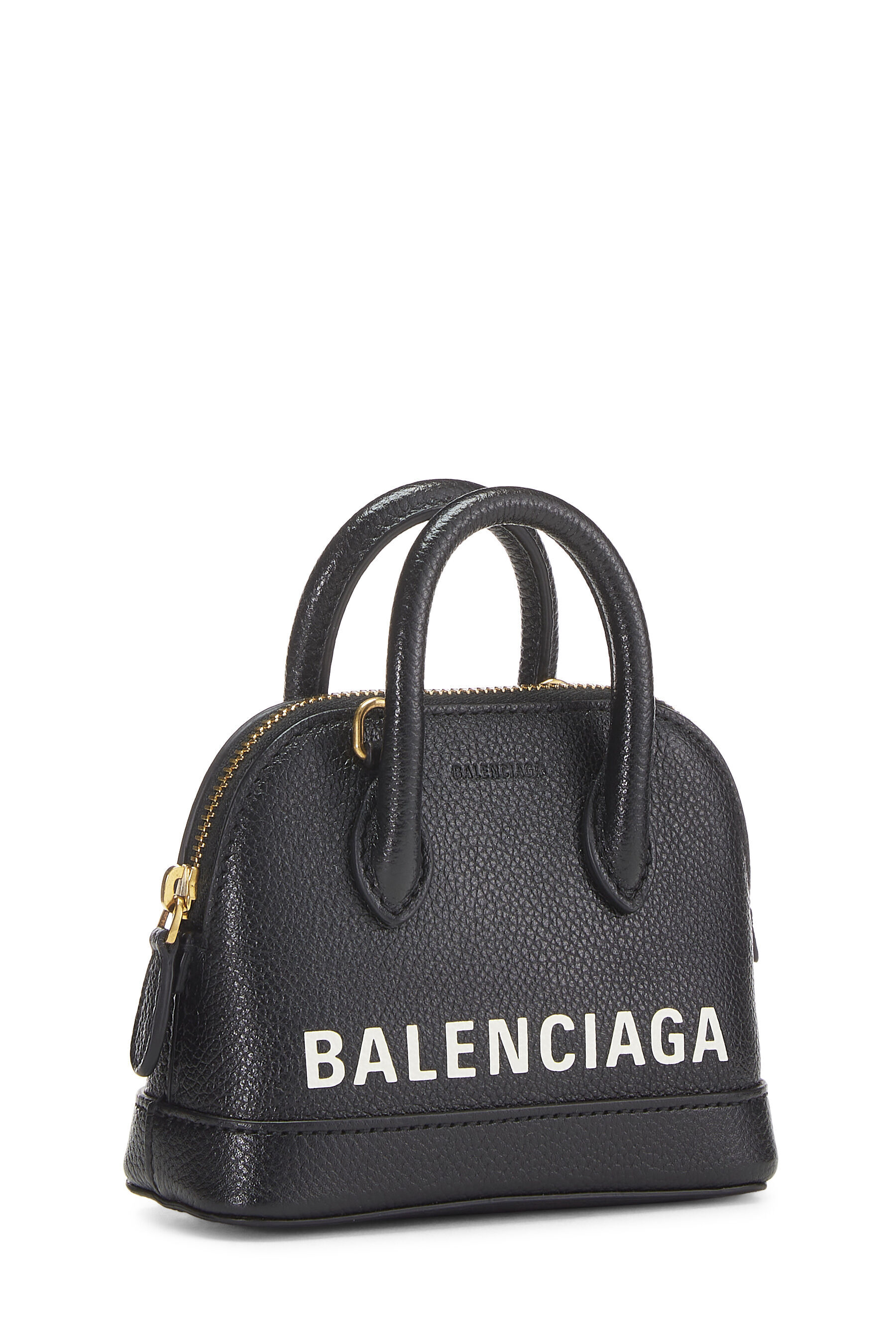 Balenciaga Black Calfskin Logo Ville Top Handle Bag Mini 