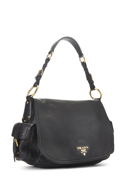 Prada Black Vitello Daino Side Pocket Hobo — photo 2