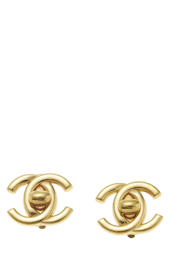 Gold 'CC' Turnlock Earrings, , large image number 1