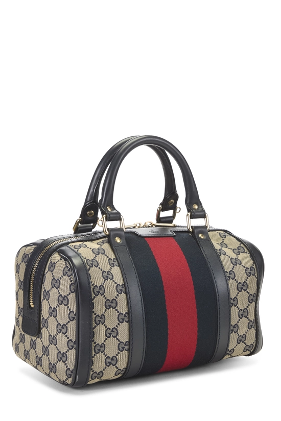 Navy GG Canvas Web Boston Handbag Small, , large image number 1