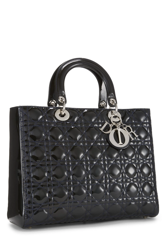 Navy Cannage Patent Leather Lady Dior Large, , large image number 1